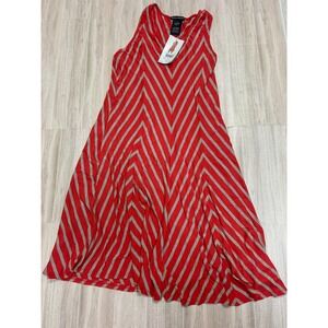 CHELSEA & THEODORE Red Khaki Chevron Stripe Maxi Dress Size S